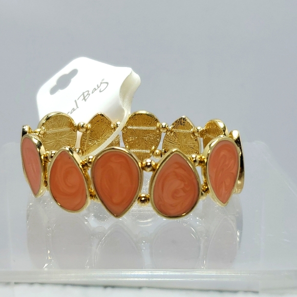 2 /$18  Coral bay gold with peach enameled stretch bracelet - Picture 2 of 4